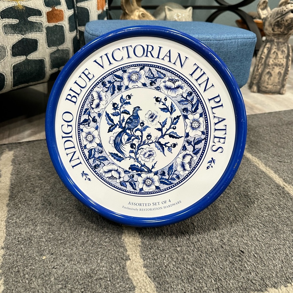 Indigo Blue Victorian Tin Plates